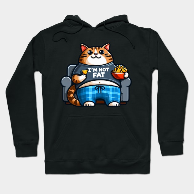 I Am Not Fat meme Tabby Cat Couch Potato Nachos Hoodie by Plushism